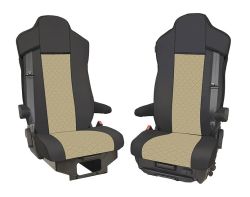 2x Sitzbezüge für IVECO S-WAY 2021+ LKW Schwarz Beige Leder