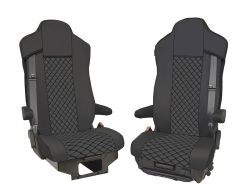 2x Sitzbezüge für IVECO S-WAY 2021+ LKW Schwarz Leder
