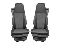 Seat covers for SCANIA R 2006-2020 Truck Black Grey Leather 