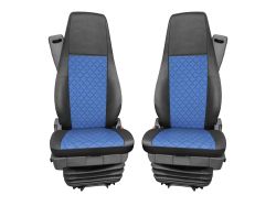 Seat covers for SCANIA R 2006-2020 Truck Black Blue Leather 