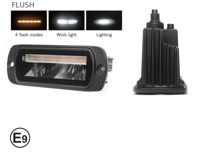 LED combinat halogen / lampă de lucru cu DRL alb și lumină de avertizare R65, pentru montaj încastrat, 4 funcții, IP65/67K, 12–24V