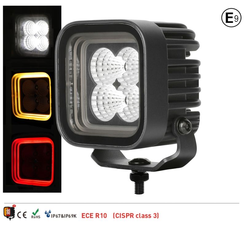 LED Arbeitsscheinwerfer 12V 24V 30W 2600lm Flood Beam Leuchten DRL Weiß/Rot/Orange