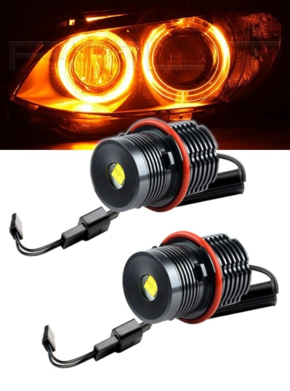 2 x LED Angel Eyes Marker 25W Gelb Plug & Play Canbus für E87 E90 E91 E39 E60 E61 E63 E64 E65 E66 E83 E53