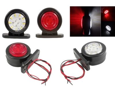 2 x 18 LED Luces Lampara Posición Camiónes Remolque Rojo Blanco 12V 24V