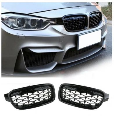 Front Grills for BMW F30 F31 F35 Diamond Style Gloss Black