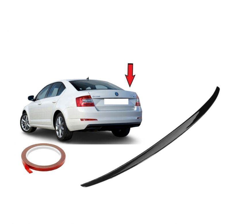 Spoiler Lip for SKODA OCTAVIA 2013-2020 Glossy Black Rear Trunk Wing Lid 