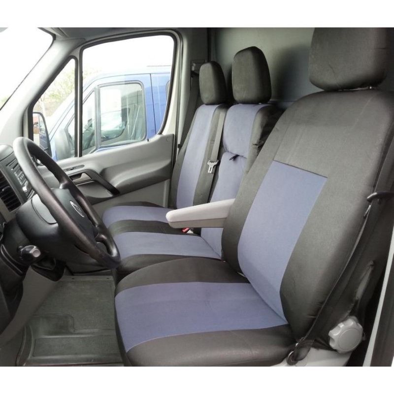 2+1 Sitzbezüge für VW CRAFTER 2006-2018 Van Schwarz Grau Schwarz Textil