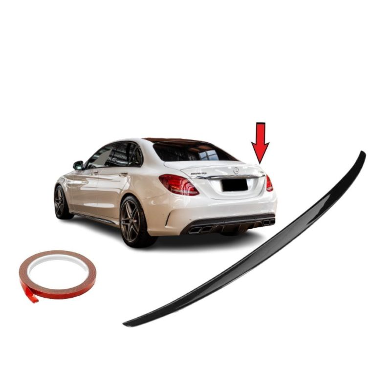 Heckspoiler Lippe Spoiler für Mercedes W205 C-Klasse 2015-2019 Schwarz Glanz Sport Kofferraum