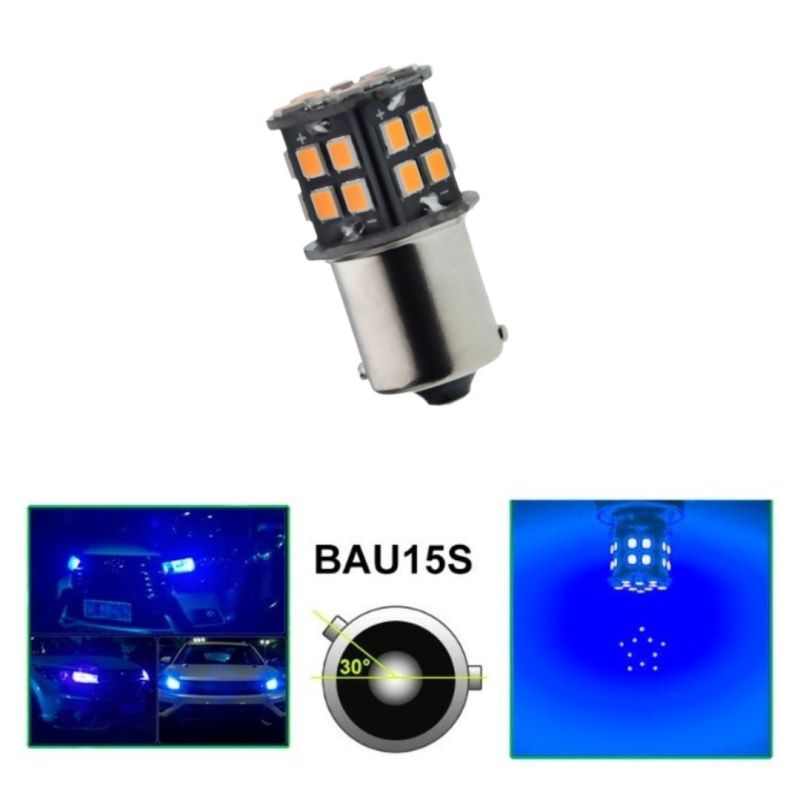 LED 30 SMD PY21W BAU15S Canbus 12V Feux Ampoules Voiture Feu Ariere Bleu