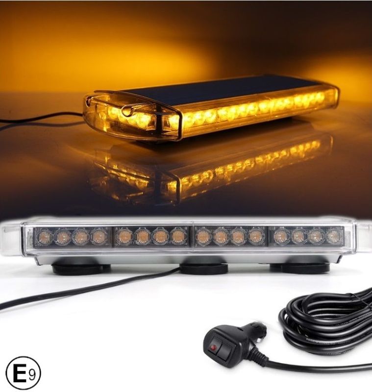 40 LED 55cm BAR Luces de Advertencia Estroboscopicas Luz Intermitente Lampara para Camion Ambar 12V 24V 56W  10 modos intermitentes