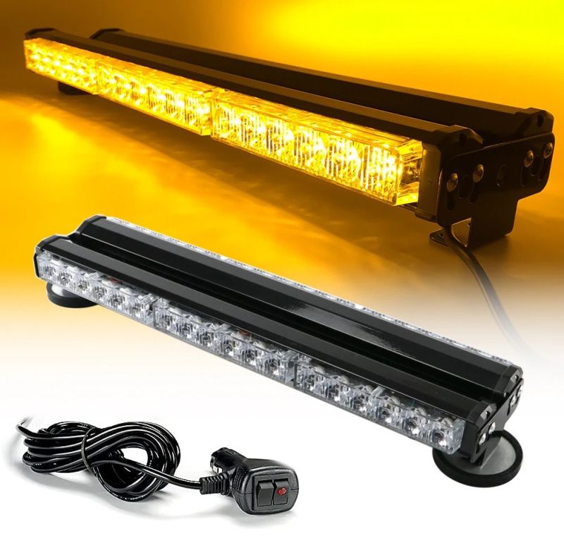 36 LED BAR Beacon Flash Warning Safety 46cm Light Strobe Amber Orange 12V 24V 108W with Magnetic 