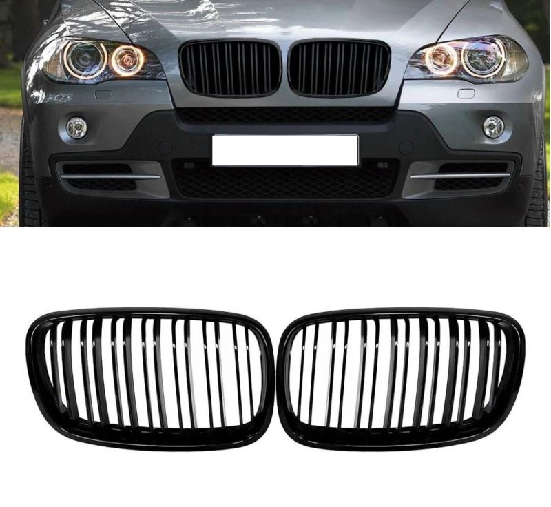 Kylargrill för BMW X5 X6 E70 E71 E72 2007-2014 Njurar Svart