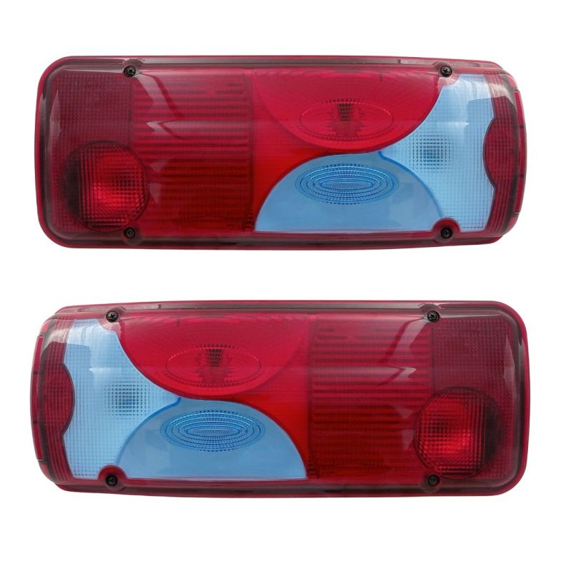 2 x Back Light Rear Truck Reverse Trailer Blue Red Lmap for Mercedes,Man,Scania,VW with Socket