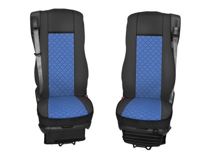 Sitzbezüge für DAF XF 106 2015-2021 LKW Blau Schwarz Leder
