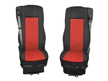 Sitzbezüge für DAF XF 106 2015-2021 LKW Schwarz Rot Leder