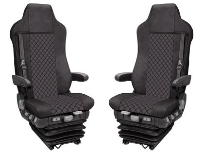 2x Huse Scaune pentru IVECO STRALIS HI-WAY 2005-2019 Camioane Negru Piele