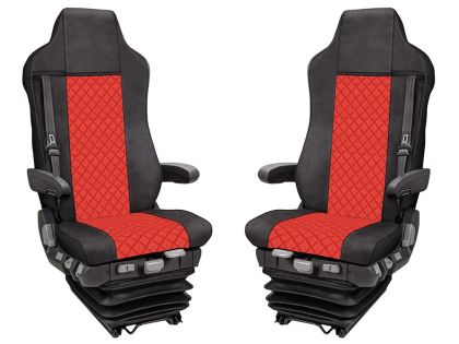 Cubre Asientos para IVECO STRALIS HI-WAY 2005-2019 Camiones Rojo Negro Cueros