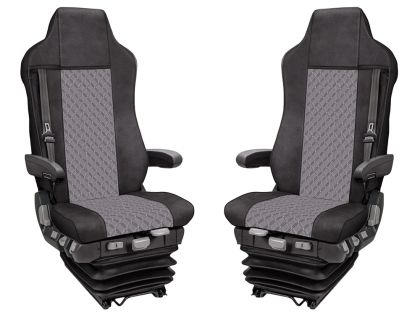 2x Couvre Housses Siege pour IVECO STRALIS HI-WAY 2005-2019 Camions Noir Gris Cuir