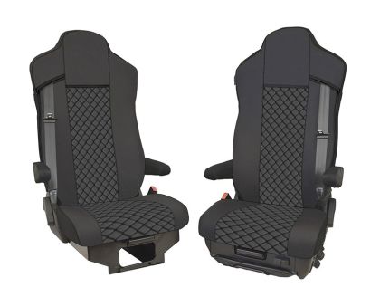 2x Sitzbezüge für IVECO S-WAY 2021+ LKW Schwarz Leder