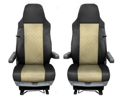 Couvre Housses de Siege pour MAN TGX 2015-2021 Camions Noir Beige Cuir LHD
