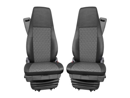 Seat covers for SCANIA R 2006-2020 Truck Black Grey Leather 