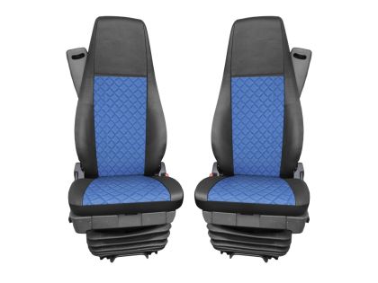 Seat covers for SCANIA R 2006-2020 Truck Black Blue Leather 