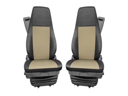 Seat covers for SCANIA R 2006-2020 Truck Black Beige Leather 
