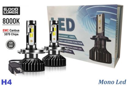 2 x H4 12V 50W 12000lm Mono LED +300% Canbus Lys Hovedlys Lyspærer Strålekaster Lampe Lastebil Bil Hi/Low Beam 