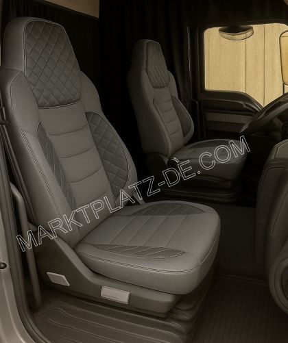 LUX Seat Covers for MAN TGX TGS TGL 2021+ EURO 7 Truck Grey Leather Textil