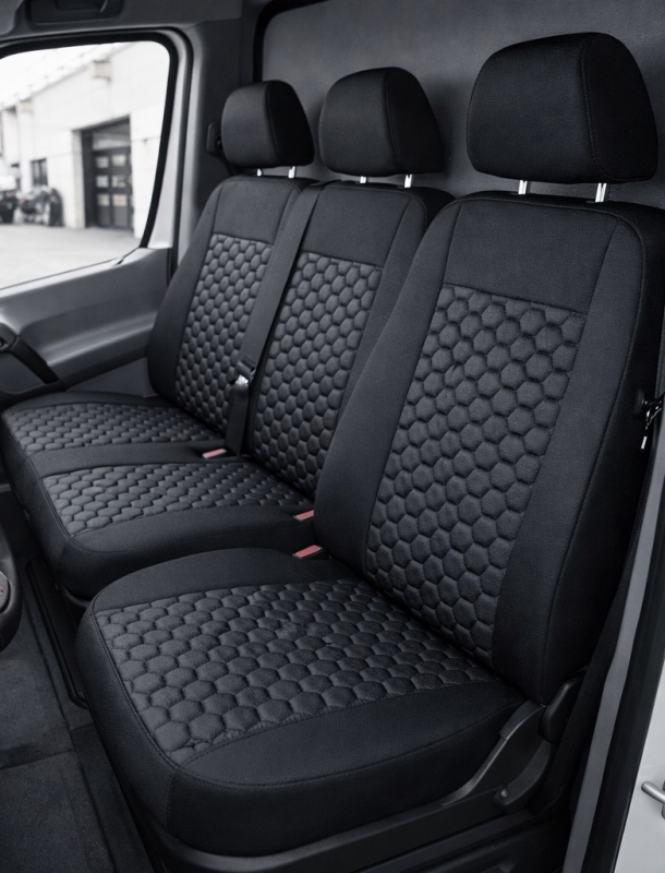 Bilklädsel för MERCEDES SPRINTER 2006-2018 Van Svart Läder Textil