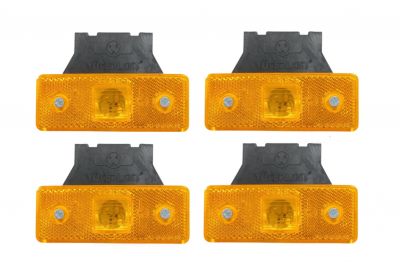 4 x 4 LED Seitenmarkierungsleuchten Anhänger LWK Reflektor Umrissleuchte Orange 12V 