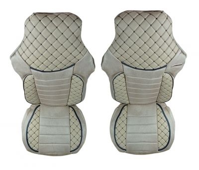 2 x Sitzbezüge für MAN TGX TGA TGM TGL TGS LKW Beige Leder-Textilien