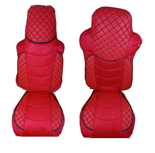 2 x Sitzbezüge Schonbezüge für MAN TGX 2007-2015 LKW  Rot Leder-Textilien Lux