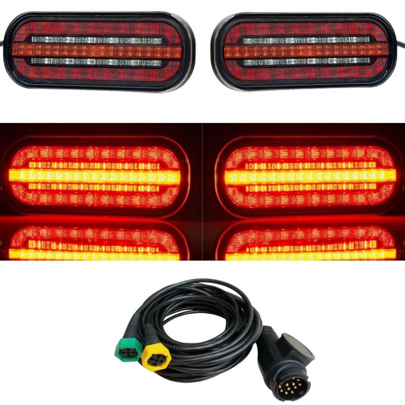 2 x LED Lumini Spate Dynamic Intermitente cu Cablu Pentru Camion Remorca 12v 24v E9