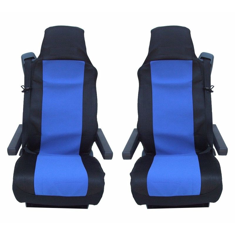 2 x Seat covers for VOLVO FL,FE,FM16,FH16,FH12 Truck Black Blue Textile
