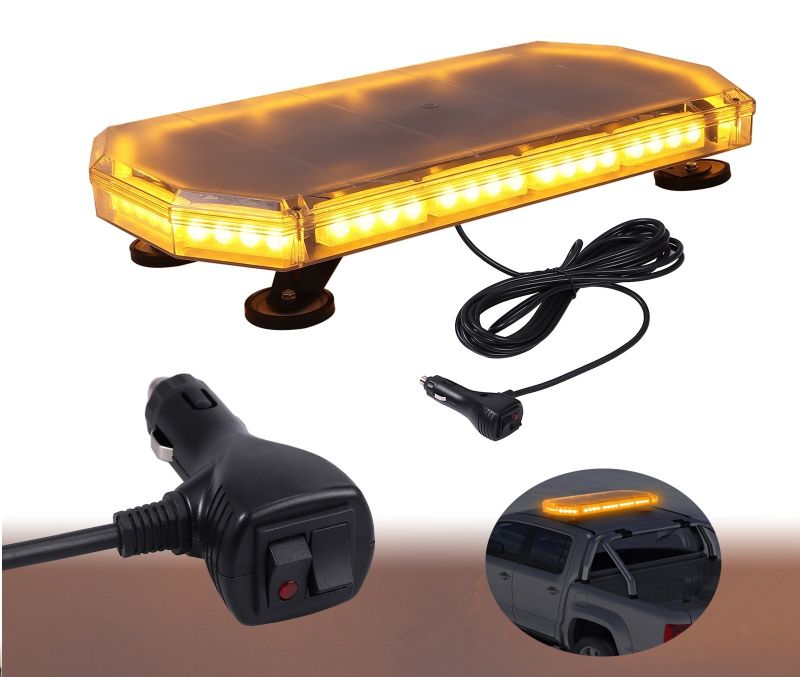 56 LED Lumină de Stroboscopica 60cm Lampa Girofar Avertizare Galben 12V 24V cu Magnetica 