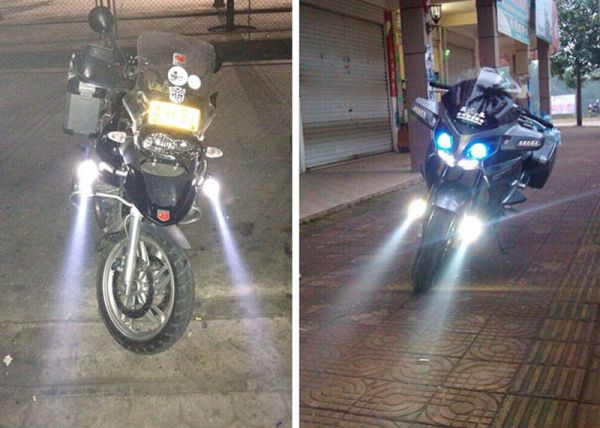 2 Stück LED Motorrad Scheinwerfer 3000LM 3 Modi von Fernlicht
