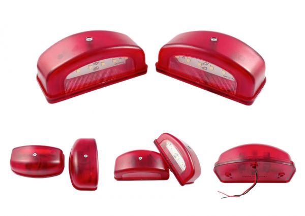 Éclairage de plaque d immatriculation rouge LED, 12-24V, 101x58.5x59.6mm,  Kramp
