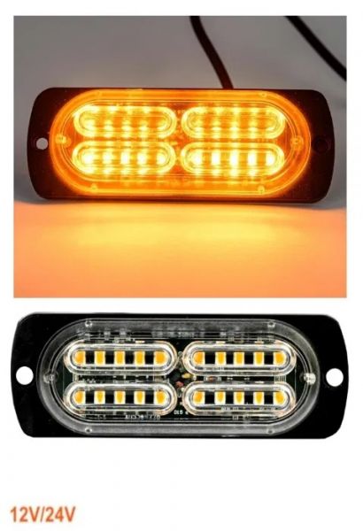 4 X LED Auto Frontblitzer Orange Blitzlicht Warnleuchte LKW Strobe Licht  12V 24V