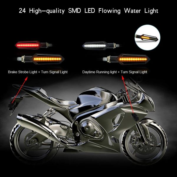 2 PCS D12V moto LED étanche clignotant dynamique feux latéraux de l'eau qui  coule clignotant