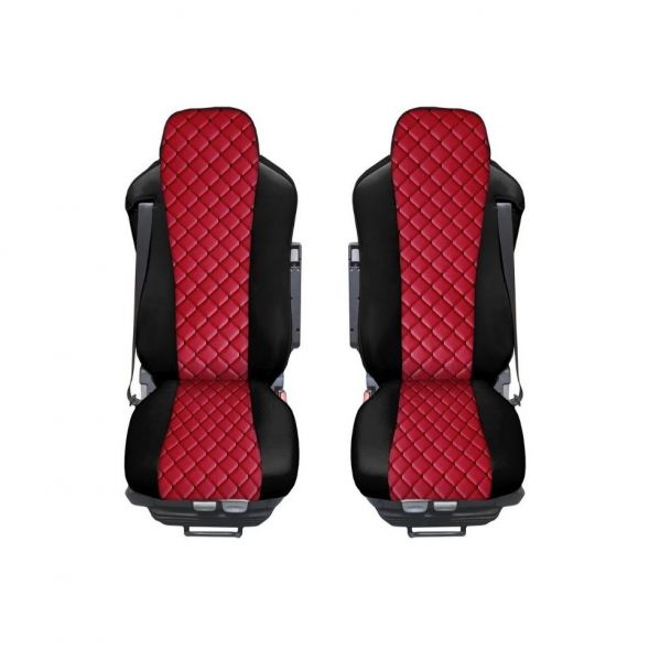 Schonbezüge Auto Sitzbezüge Kunstleder - Stoff für LKW MAN TGA TGS TGM TGL  TGX Rot - Rot