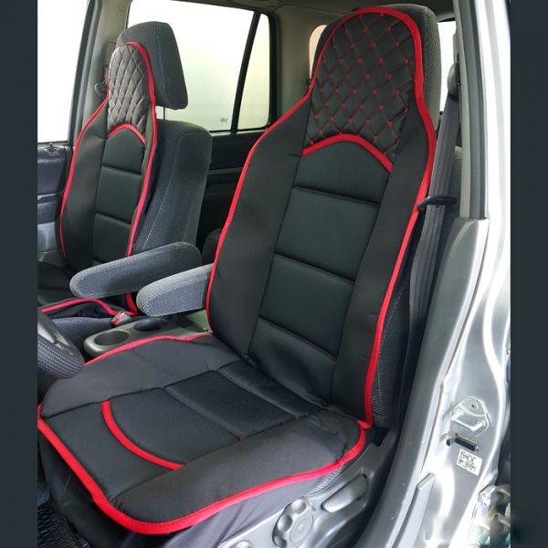 2 X Seat Covers For Cars Universal Black Red Leather Textil - Universal Leather Bucket Seat Covers