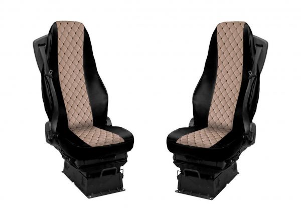 Hochwertige Sitzbezüge für VOLVO FH 3 LKW Euro 5 Zubehör 2 Stück Set  Schwarz Rot