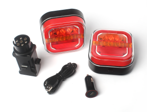 2 x Wireless Neon LED Magnet Square Tail Truck Trailer lights 12v 24v E9