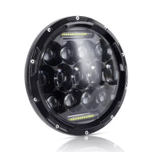 2 x LED Round Head Light 178mm/7inch 75W Hi/Low/DRL/Indicator Halo Lights Lamp Moto 4x4 AWD 4WD 12v 24v