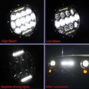 2 x LED Round Head Light 178mm/7inch 75W Hi/Low/DRL/Indicator Halo Lights Lamp Moto 4x4 AWD 4WD 12v 24v