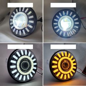 2 x LED Round Head Light 178mm/7inch 50W Hi/Low/DRL/Indicator Halo Lights Lamp Cars Moto 12v 24v