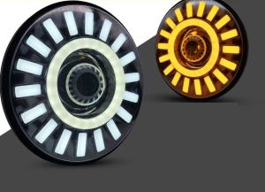 2 x LED Round Head Light 178mm/7inch 50W Hi/Low/DRL/Indicator Halo Lights Lamp Cars Moto 12v 24v