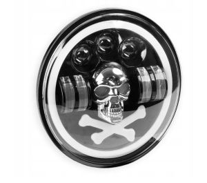 2 x LED Round Head Light 178mm/7inch 50W Hi/Low/DRL/Indicator Halo Lights Lamp Skull 12v 24v