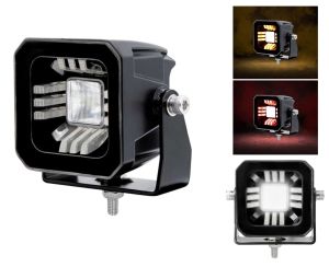 LED Feux de travail 12V 24V 30w 1000lm POD pour Vehicules SUV ATV Tracteurs Flood DRL Blanc/Rouge/Orange